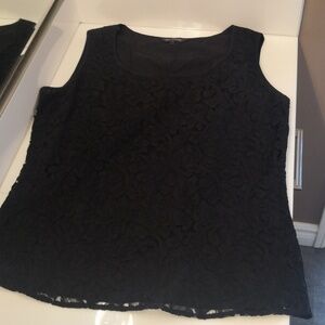 St John Black Lace Top, medium